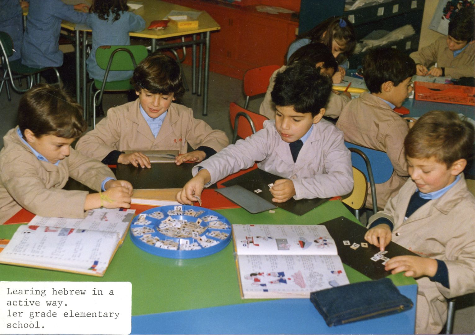 Learning Hebrew in an active way at ORT Chile, c. 1985.  Archive Photograph